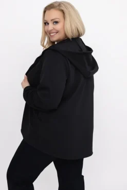 Damskie Włoski Czarna Bluza z kapturem KORDIEN