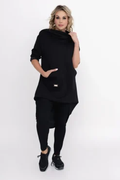 Damskie Włoski Czarna Bluza z kapturem OASIS