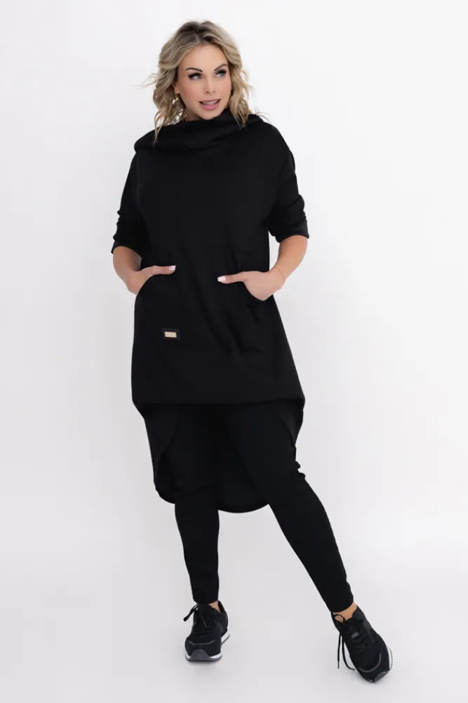 Damskie Włoski Czarna Bluza z kapturem OASIS