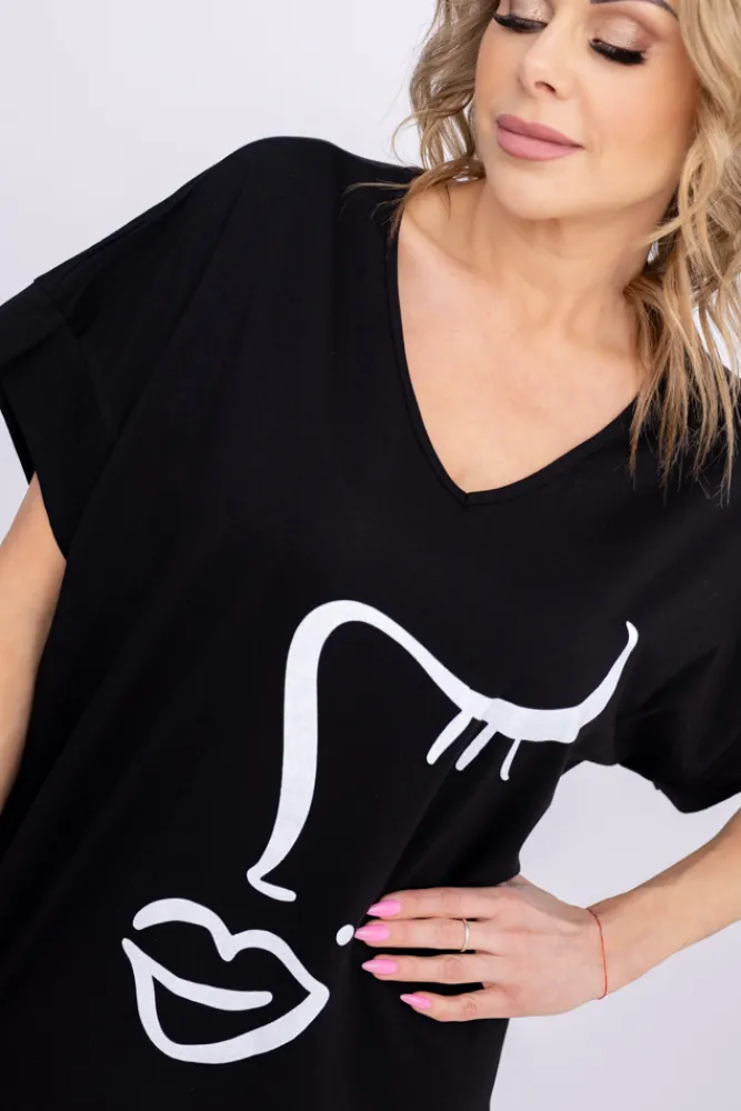 Damskie Włoski Czarna Bluzka BELIANO Wzór 1