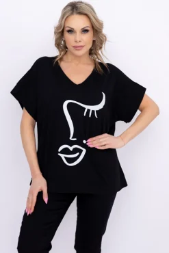 Damskie Włoski Czarna Bluzka BELIANO Wzór 1