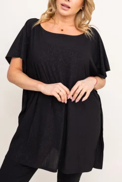 Damskie Polski Czarna Bluzka brokatowa MALPEZA