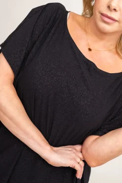 Damskie Polski Czarna Bluzka brokatowa MALPEZA