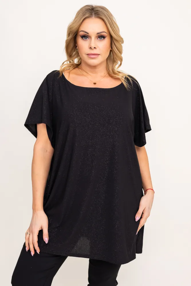 Damskie Polski Czarna Bluzka brokatowa MALPEZA