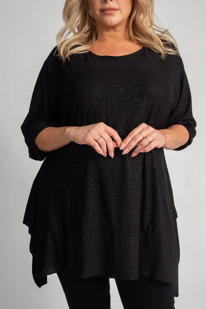 Damskie Polski Czarna Bluzka brokatowa QUENTI