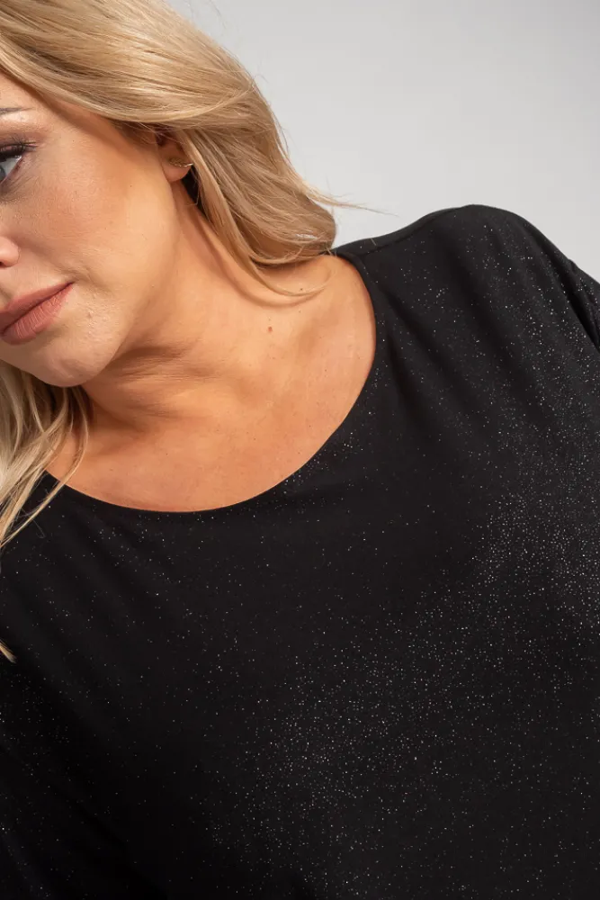 Damskie Polski Czarna Bluzka brokatowa QUENTI