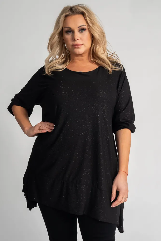 Damskie Polski Czarna Bluzka brokatowa QUENTI