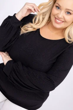 Damskie Polski Czarna Bluzka brokatowa WINERSI