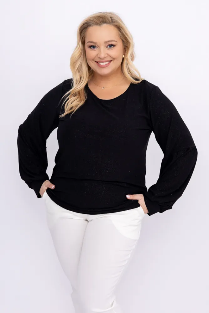 Damskie Polski Czarna Bluzka brokatowa WINERSI