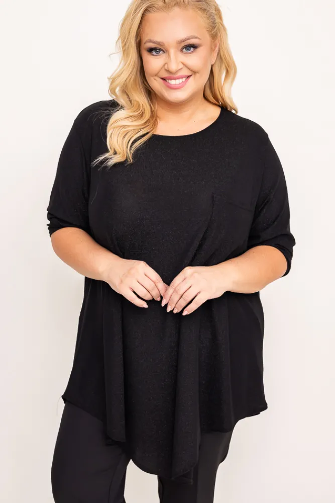 Damskie Polski Czarna Bluzka błyszcząca GENTI Wzór 2