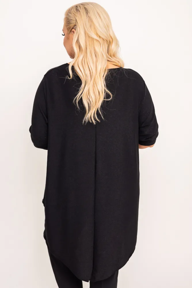 Damskie Polski Czarna Bluzka błyszcząca GENTI Wzór 2