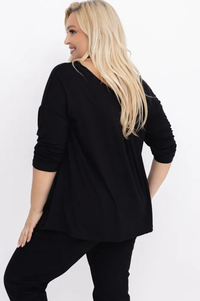 Damskie Włoski Czarna Bluzka DEFENTO