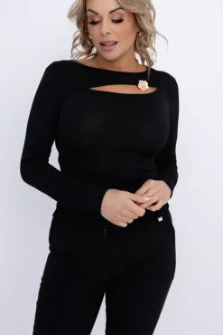 Damskie Włoski Czarna Bluzka elegancka DENORI