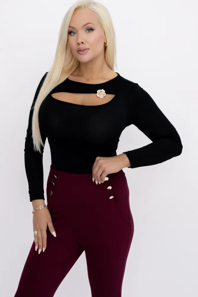 Damskie Włoski Czarna Bluzka elegancka DENORI