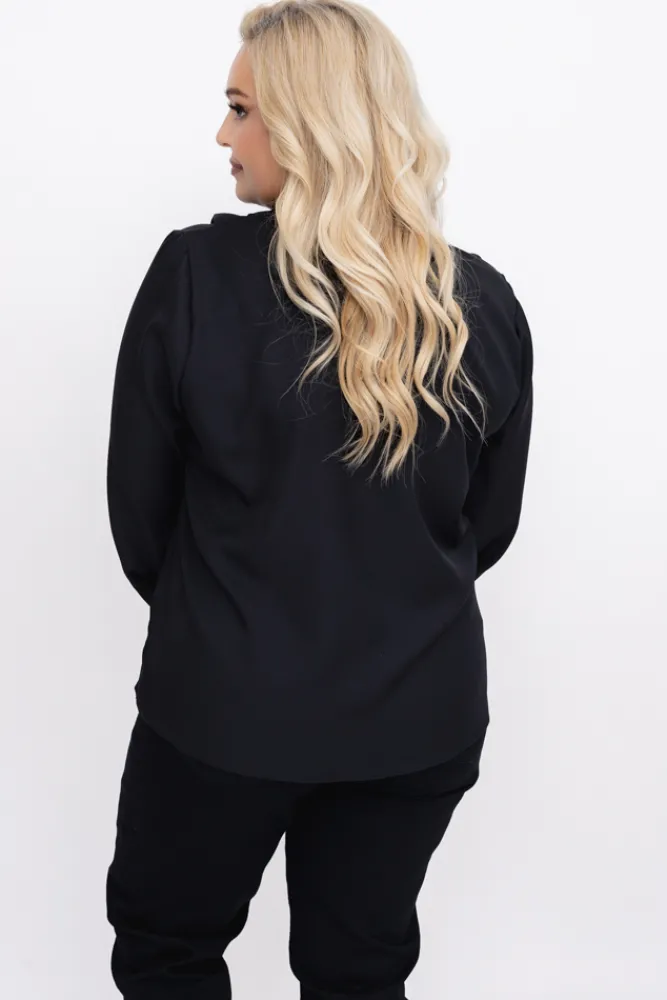 Damskie Polski Czarna Bluzka Elegancka XEVIN