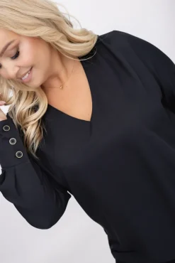 Damskie Polski Czarna Bluzka Elegancka XEVIN