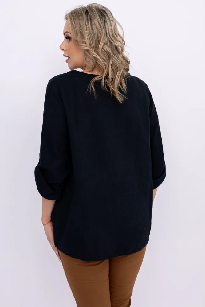 Damskie Włoski Czarna Bluzka EVENTI