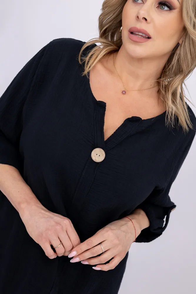 Damskie Włoski Czarna Bluzka EVENTI