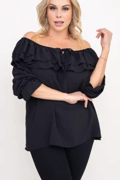 Damskie Włoski Czarna Bluzka hiszpanka LORENZ