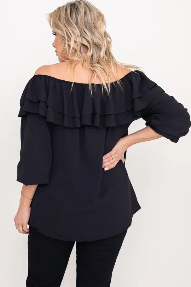 Damskie Włoski Czarna Bluzka hiszpanka LORENZ