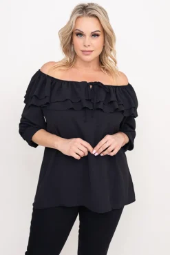 Damskie Włoski Czarna Bluzka hiszpanka LORENZ