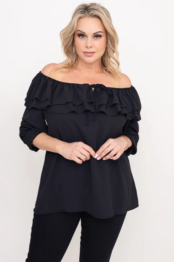 Damskie Włoski Czarna Bluzka hiszpanka LORENZ