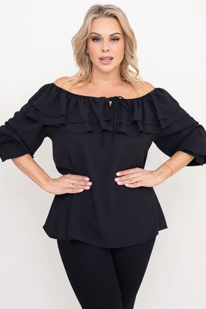 Damskie Włoski Czarna Bluzka hiszpanka LORENZ