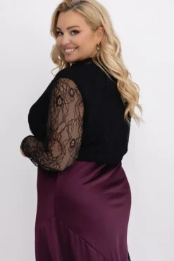 Damskie Włoski Czarna Bluzka koronkowa OLIEN