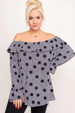 Damskie Polski Czarna Bluzka LOREZIA Wzór 3