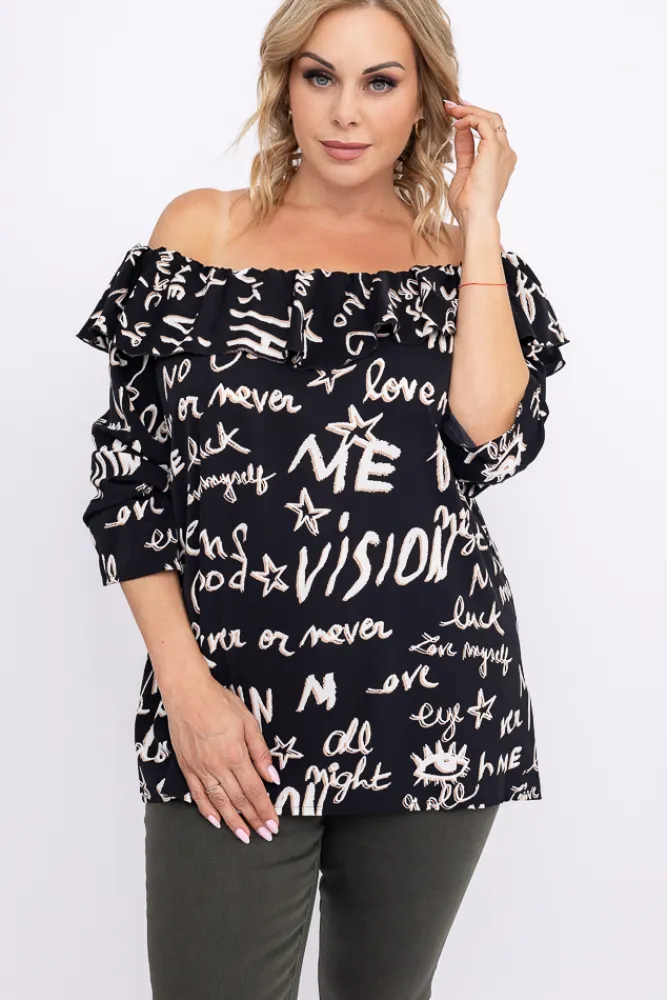 Damskie Polski Czarna Bluzka LOREZIA Wzór 2