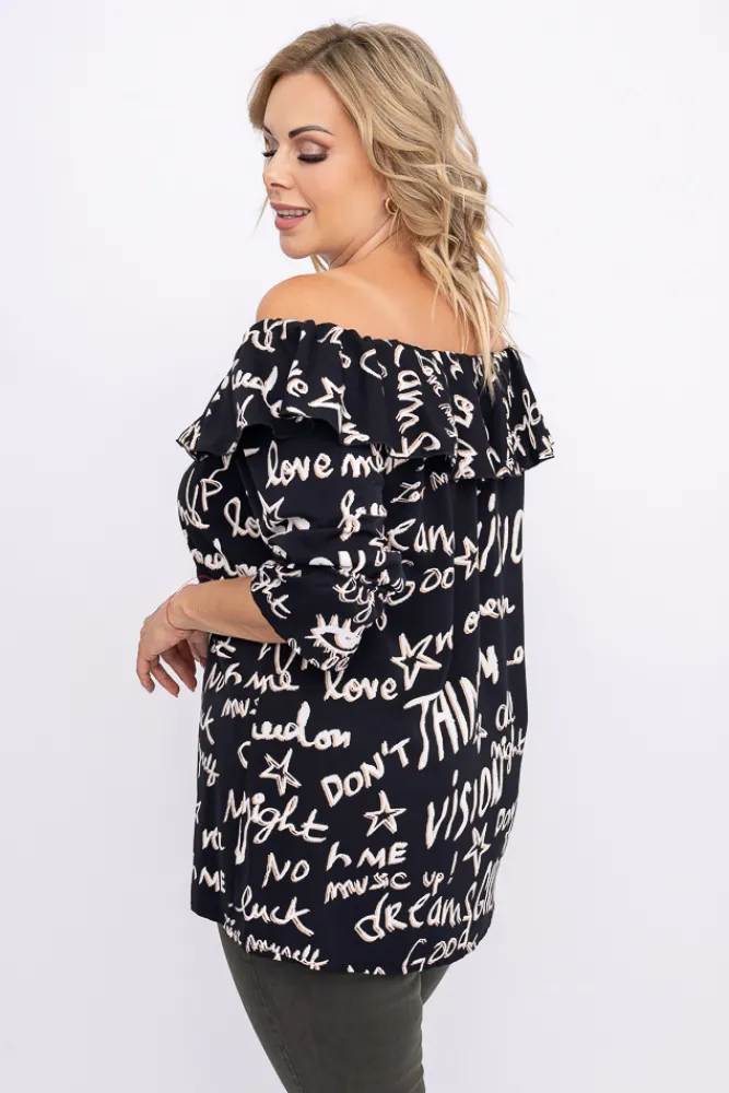 Damskie Polski Czarna Bluzka LOREZIA Wzór 2