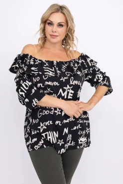 Damskie Polski Czarna Bluzka LOREZIA Wzór 2