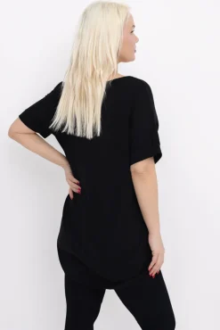 Damskie Włoski Czarna Bluzka MERZI