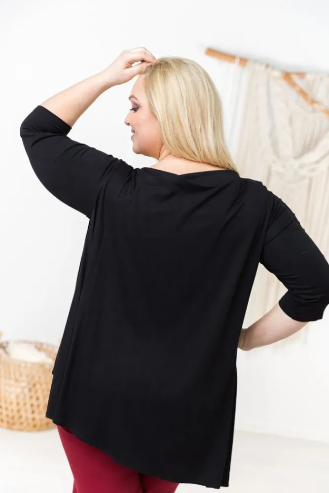 Damskie Polski Czarna Bluzka ORUNA Plus Size