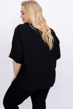 Damskie Włoski Czarna Bluzka OZURI