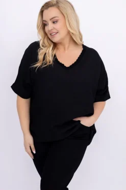 Damskie Włoski Czarna Bluzka OZURI