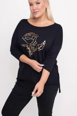 Damskie Włoski Czarna Bluzka REVUMI Wzór 11