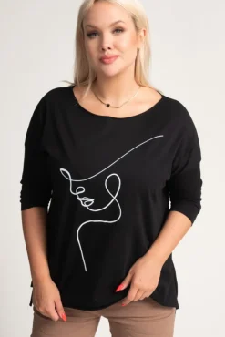 Damskie Włoski Czarna Bluzka REVUMI Wzór 10