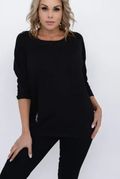 Damskie Włoski Czarna Bluzka SALEN
