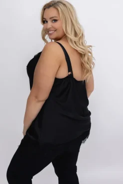 Damskie Włoski Czarna Bluzka satynowa JEZZI