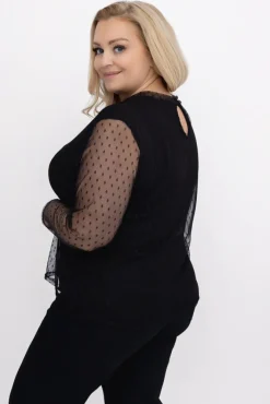 Damskie Włoski Czarna Bluzka siateczkowa VENTO
