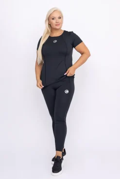 Damskie Polski Czarna Bluzka sportowa z krótkim rękawem SPINTI