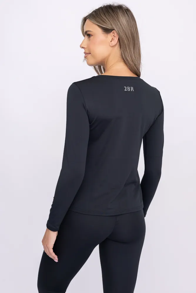 Damskie Polski Czarna Bluzka sportowa z długim rękawem SPINTI