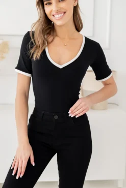 Damskie Polski Czarna Bluzka VINDI Wzór 2