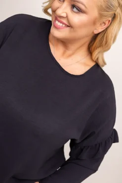 Damskie Włoski Czarna Bluzka z łańcuszkiem FEZI