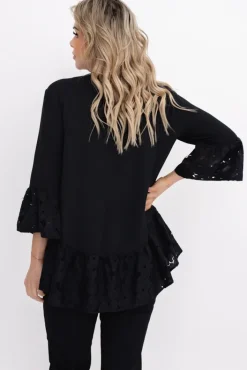 Damskie Polski Czarna Bluzka z koronką KELIA