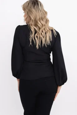 Damskie Polski Czarna Bluzka z wiązaniem BENERVI