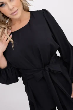 Damskie Polski Czarna Bluzka z wiązaniem BENERVI