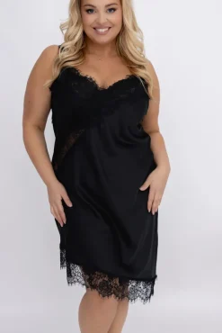 Włoski Czarna Halka satynowa NURISEL