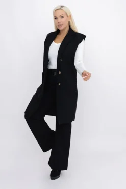 Włoski Czarna Kamizelka pluszowa MERGOTTO